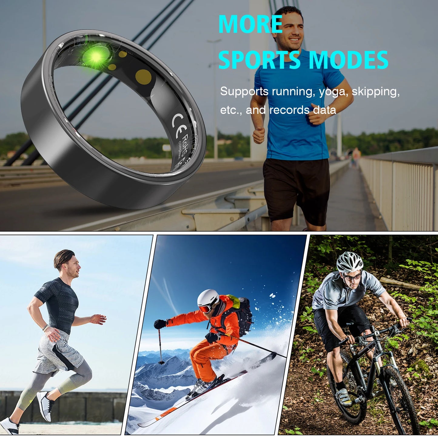 Smart Ring With Heart Rate Blood Oxygen Sleep Monitoring