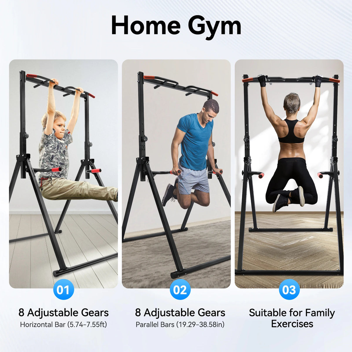 Adjustable Pull Up Bar 200kg Foldable Gym Station