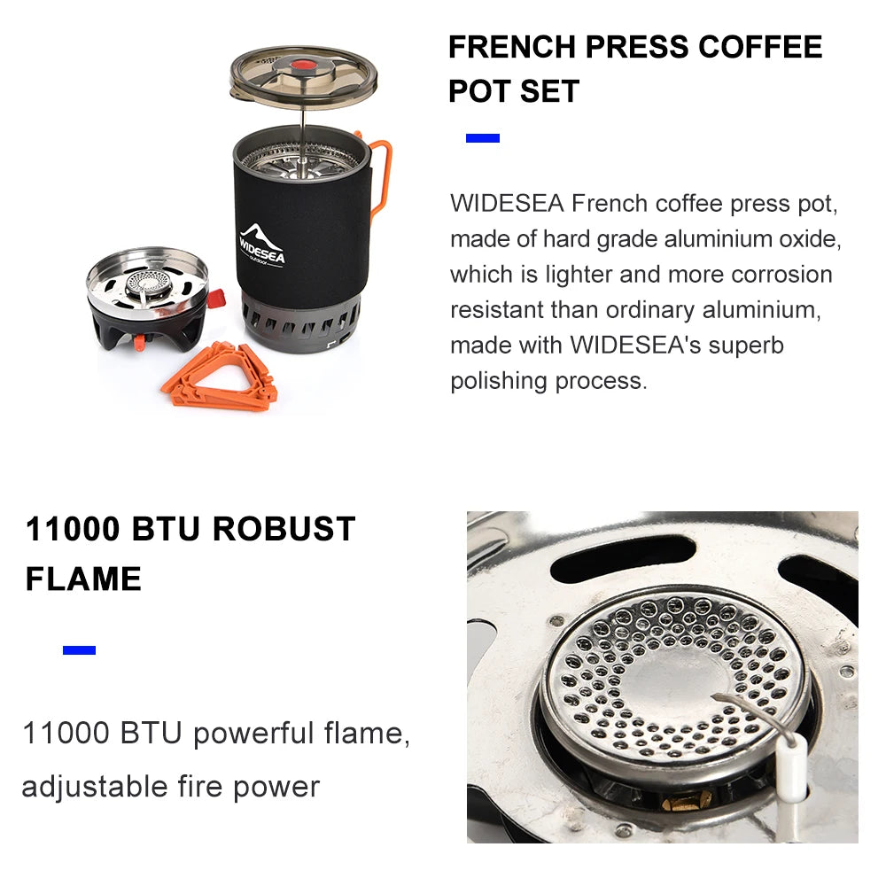 Widesea Portable Camping Gas Stove With Heat Exchanger Set
