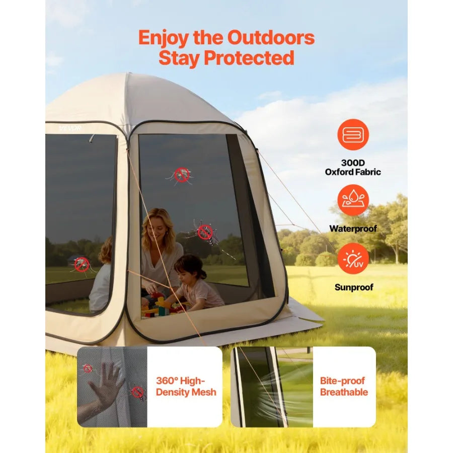 Pop Up Screen House Tent With Netting Canopy For Garden