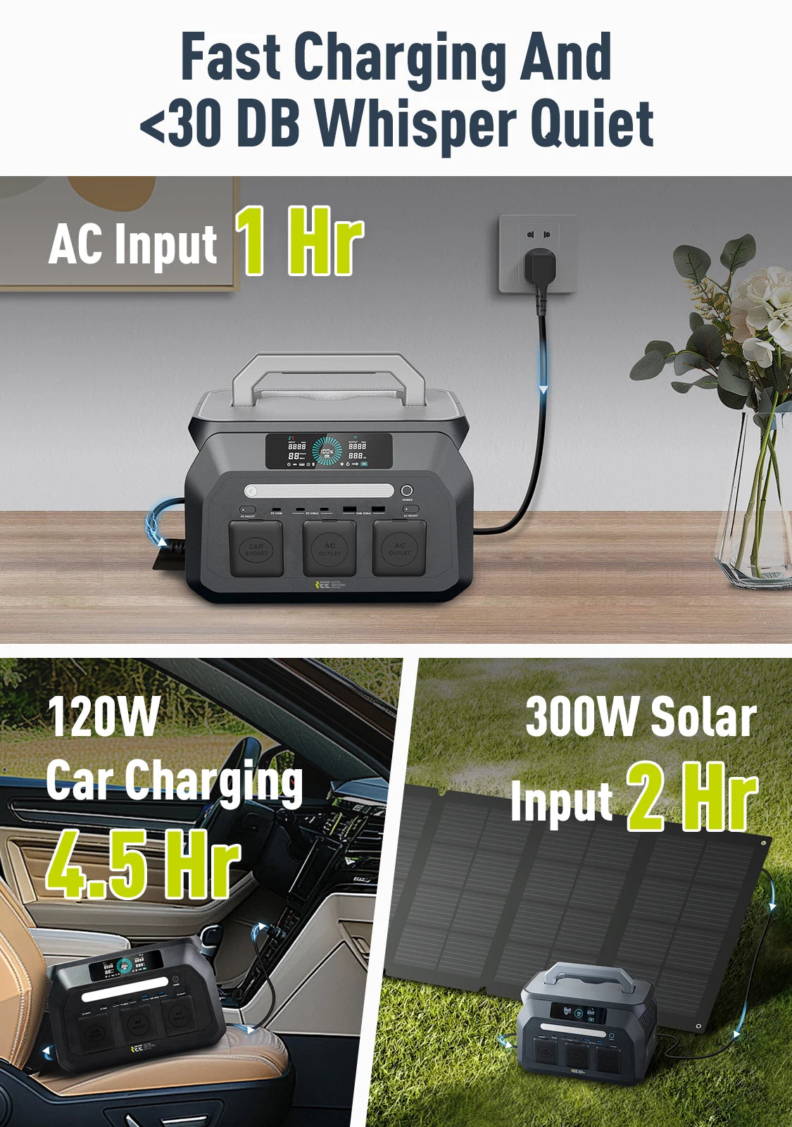 IEE 800W Portable Power Station With 512Wh Battery